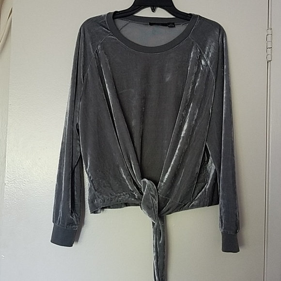 Grey velvet top - Picture 2 of 4
